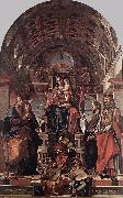 MONTAGNA, Bartolomeo Madonna and Child Enthroned with Saints sg oil painting on canvas
